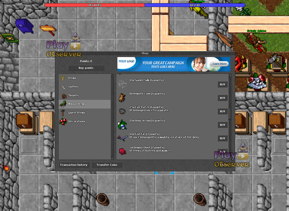 Play OTserver - Crie seu OTserver de Tibia - Várias Versões